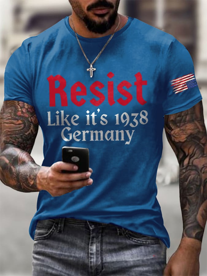 Men's Retro Resist Like It's 1938 Germany Print T-Shirt