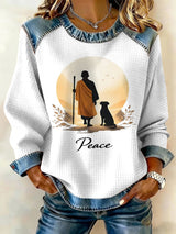 Retro Walk For Peace Monks With Aloka Dog Print Sweatshirt