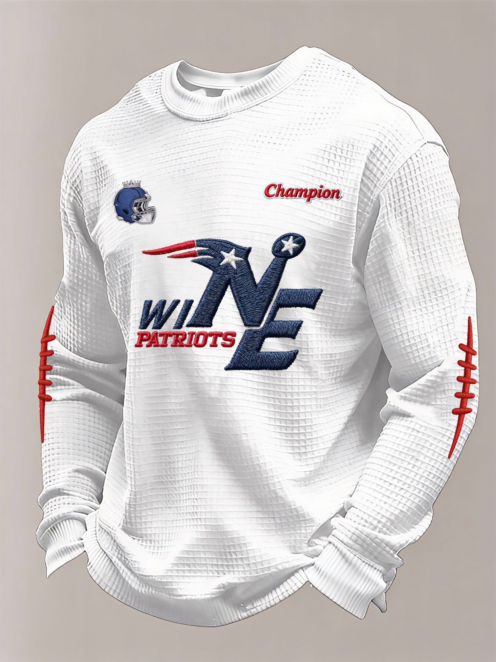 Men’s Football Graphic Waffle Knit Long Sleeve Crewneck T-Shirt