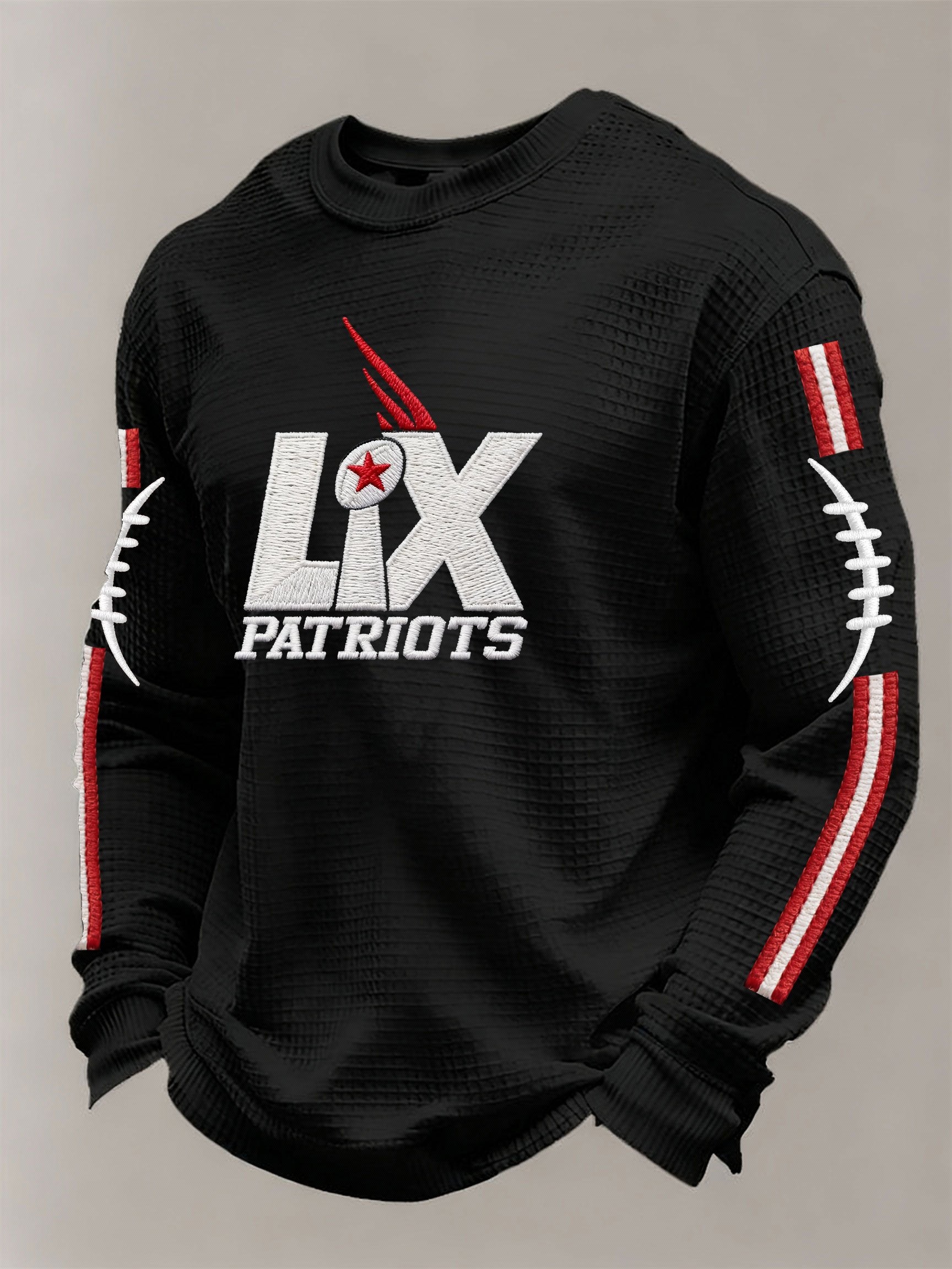 Men’s Football Graphic Waffle Knit Long Sleeve Crewneck T-Shirt
