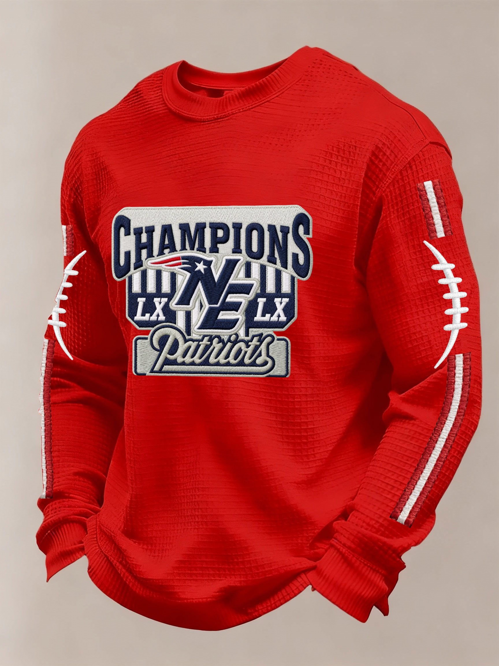 Men’s Football Graphic Waffle Knit Long Sleeve Crewneck T-Shirt