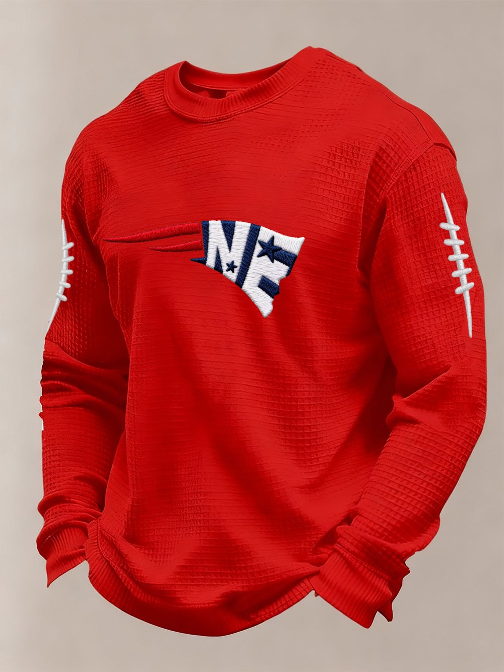 Men’s Football Graphic Waffle Knit Long Sleeve Crewneck T-Shirt
