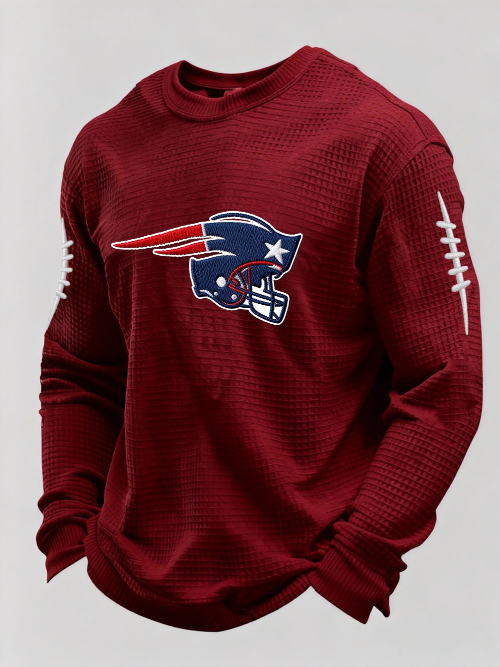 Men’s Football Graphic Waffle Knit Long Sleeve Crewneck T-Shirt