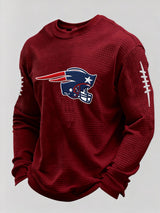 Men’s Football Graphic Waffle Knit Long Sleeve Crewneck T-Shirt