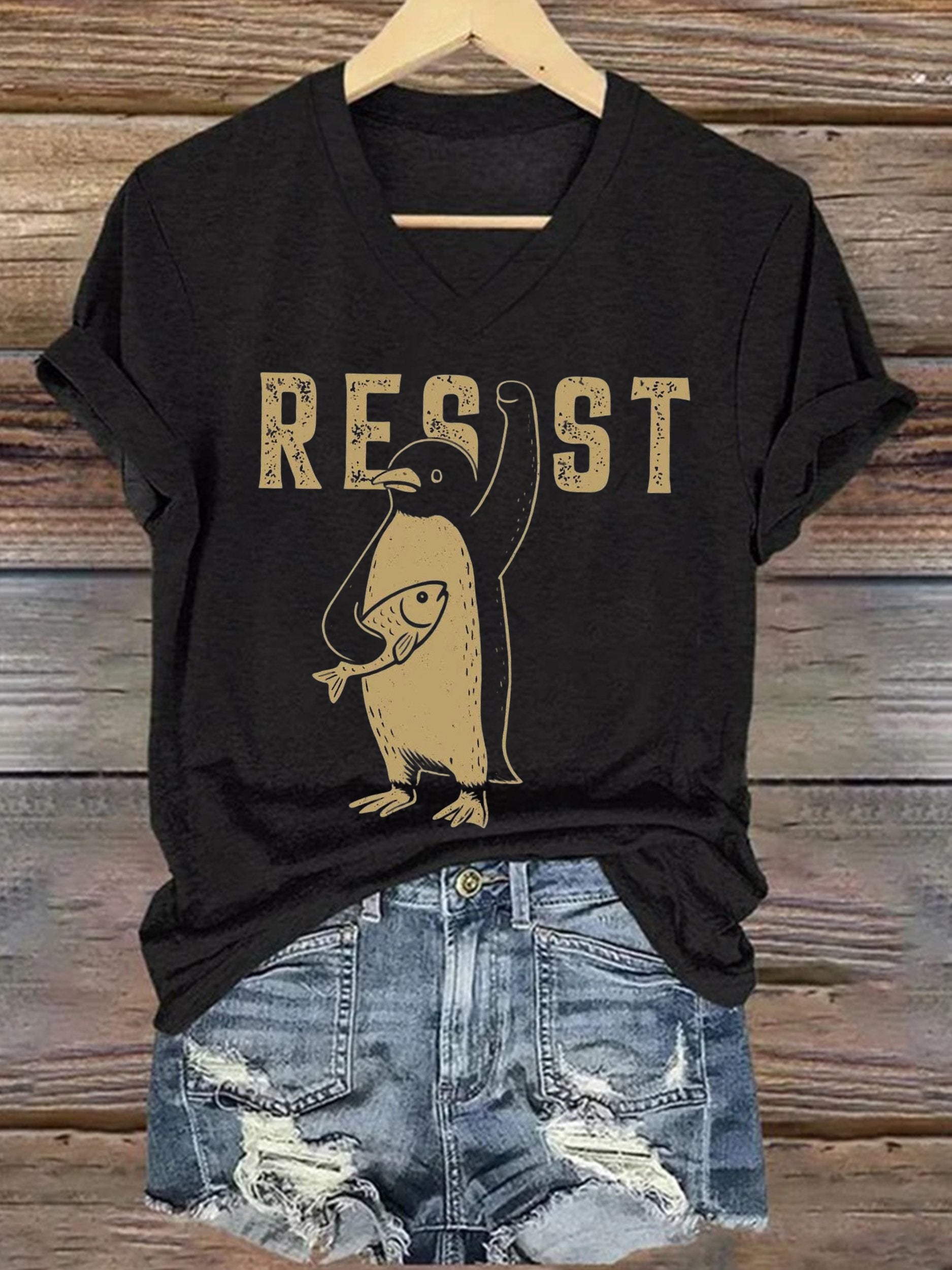 🔥Buy 3 Get 15% Off🔥Women's Penguin Resist Printed Short-Sleeved T-Shirt
