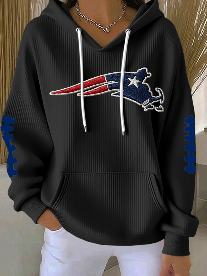 Women's football Print Casual Hooded Sweatshirt