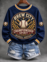 Women's Brew City Championship Spirit Baseball Heritage Baseball Print Sweatshirt