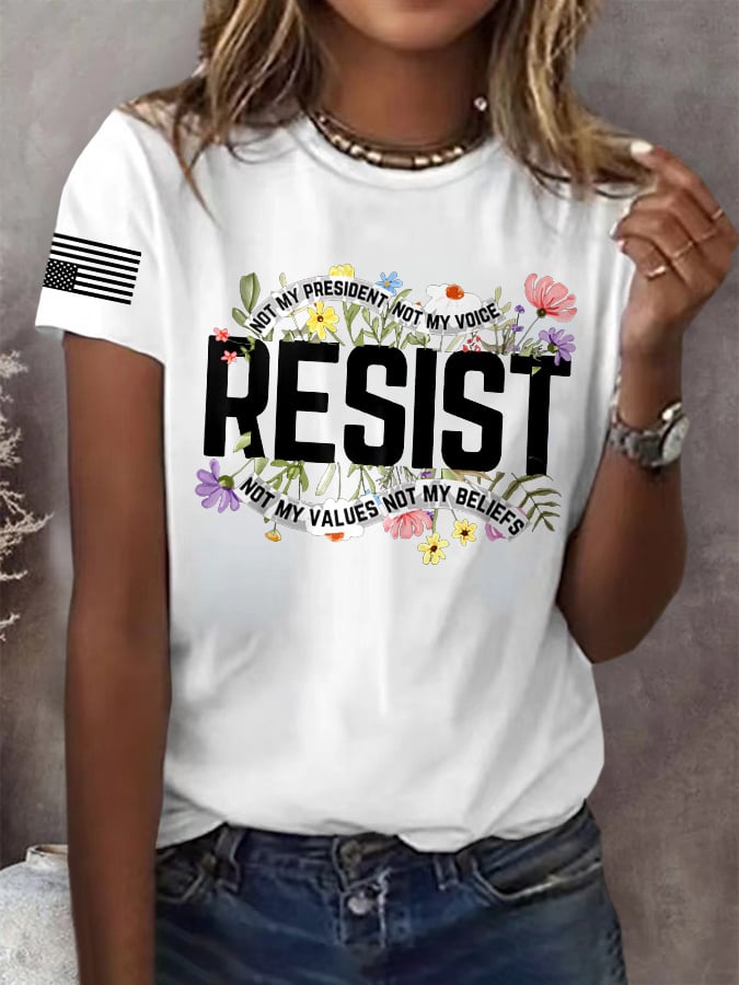 🔥Buy 3 Get 15% Off🔥Retro Resist Not My President, Not My Voice, Not My Values, Not My Beliefs Print T-Shirt