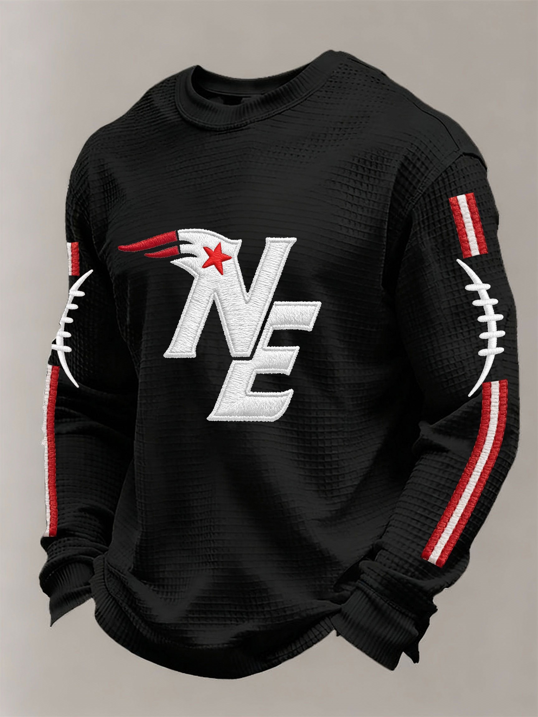 Men’s Football Graphic Waffle Knit Long Sleeve Crewneck  Top