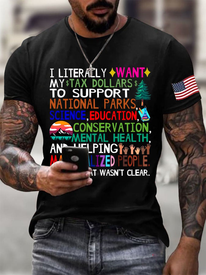 Men's Support National Parks Printed Round Neck T-Shirt