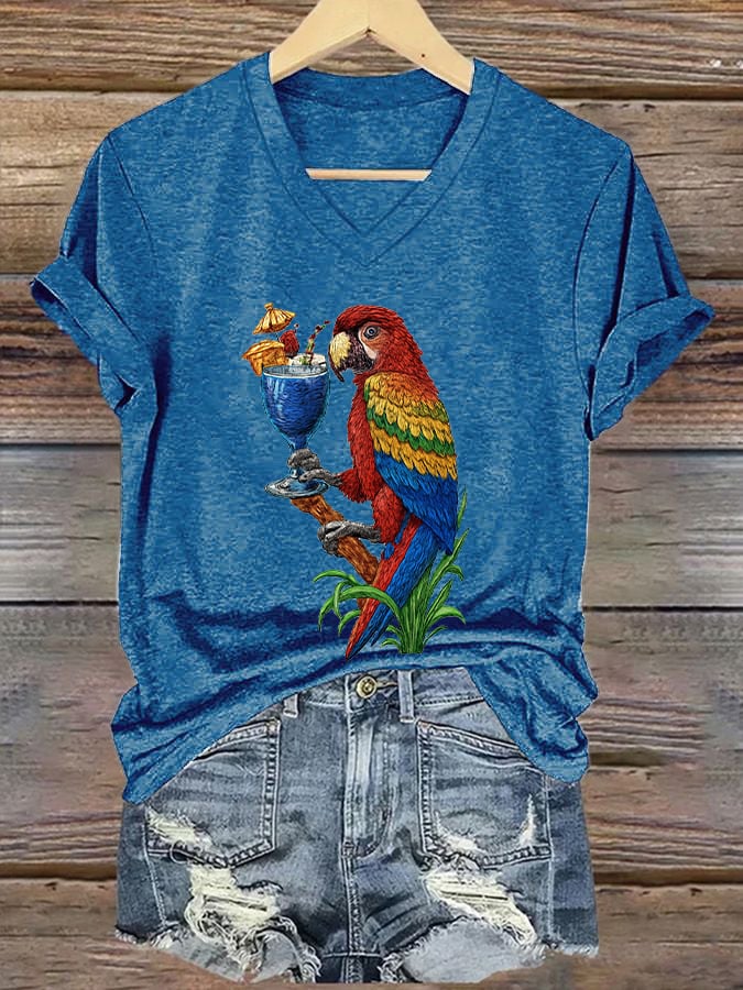 Women's Retro Parrot Print T-Shirt
