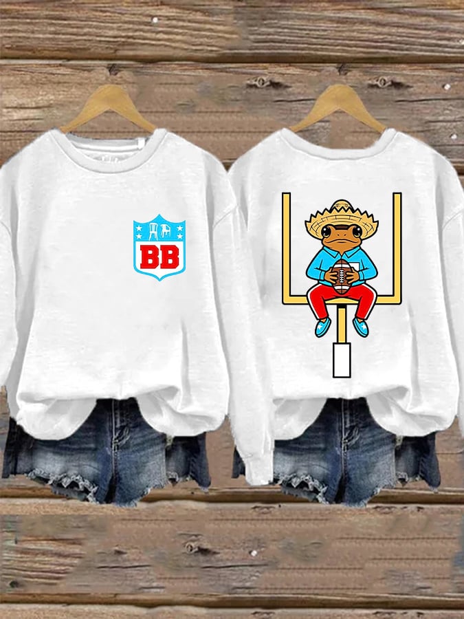 Women's Bunny Football Music Lover  Print Casual Sweatshirt