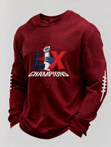 Men’s Football Graphic Waffle Knit Long Sleeve Crewneck T-Shirt