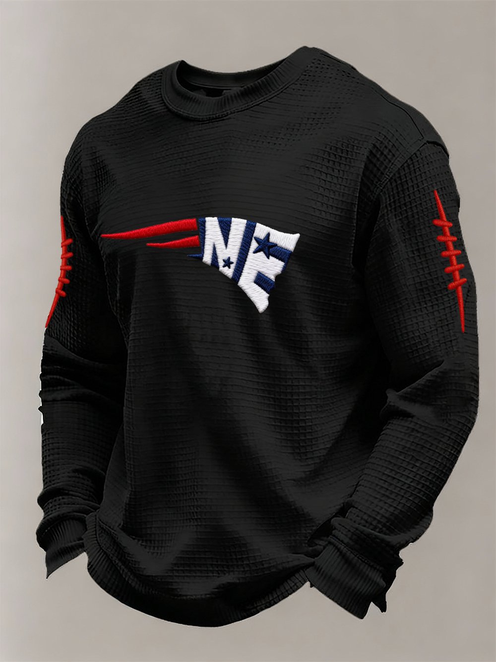 Men’s Football Graphic Waffle Knit Long Sleeve Crewneck T-Shirt