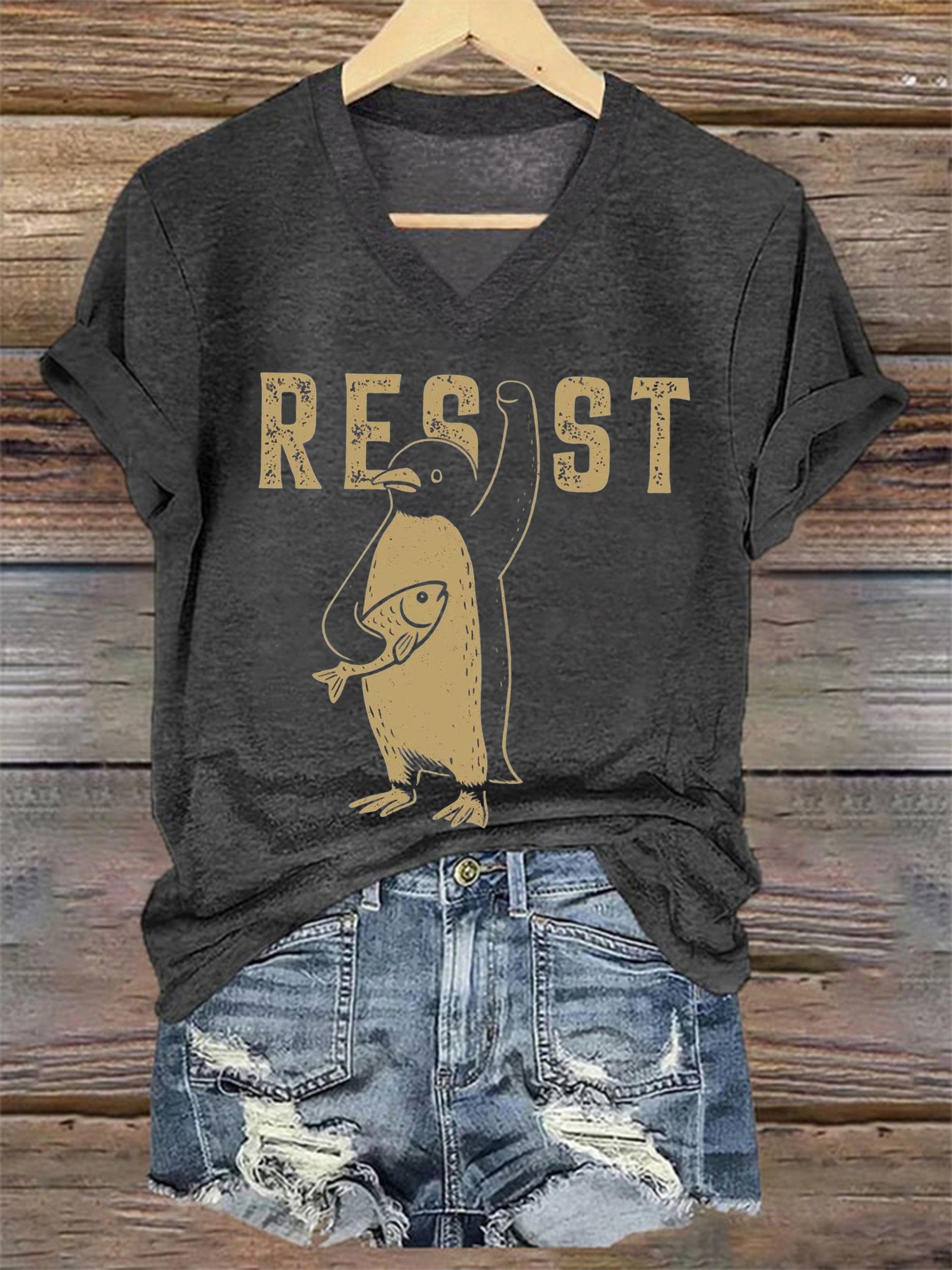 🔥Buy 3 Get 15% Off🔥Women's Penguin Resist Printed Short-Sleeved T-Shirt