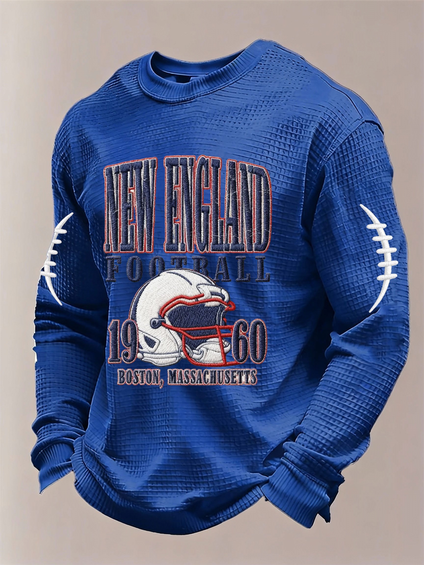 Men’s Football Graphic Waffle Knit Long Sleeve Crewneck T-Shirt