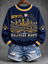 Women's Brew City Ballpark Nights Milwaukee Baseball Print Sweatshirt