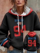 Women's Bunny Football Music Lover Print Casual Hooded Sweatshirt