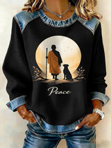 Retro Walk For Peace Monks With Aloka Dog Print Sweatshirt