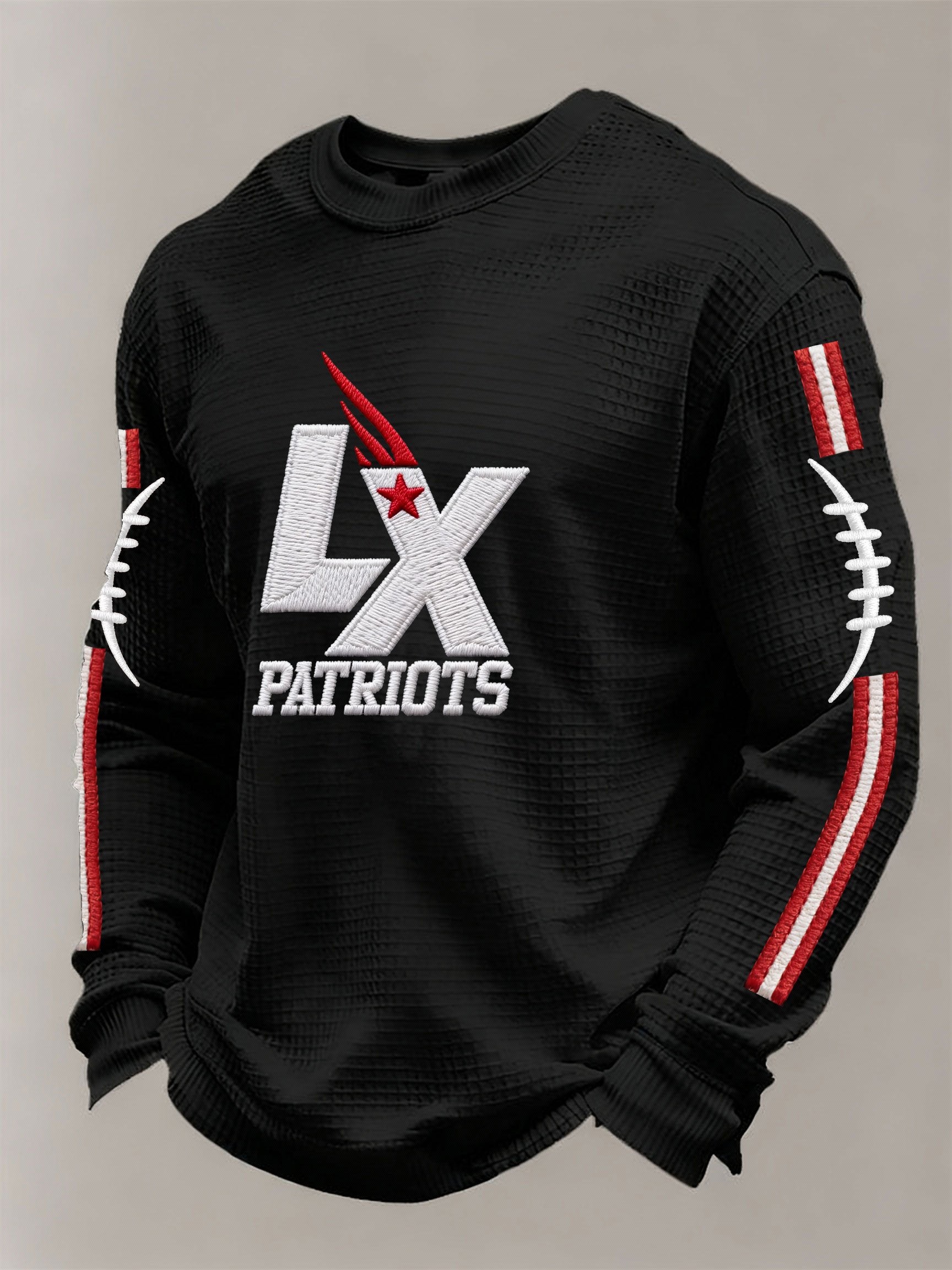 Men’s Football Graphic Waffle Knit Long Sleeve Crewneck T-Shirt