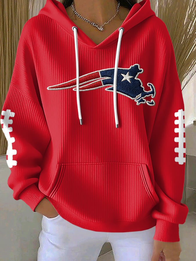 Women's football Print Casual Hooded Sweatshirt