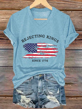 🔥Buy 3 Get 15% Off🔥Women's Rejecting Kings Since 1776 Printed Casual T-Shirt