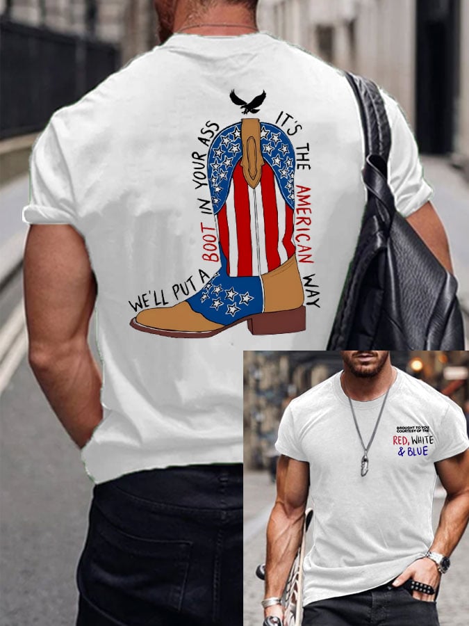 🔥Buy 3 Get 15% Off🔥Men's Brought To You Courtesy Of The Red, White & Blue Print T-Shirt