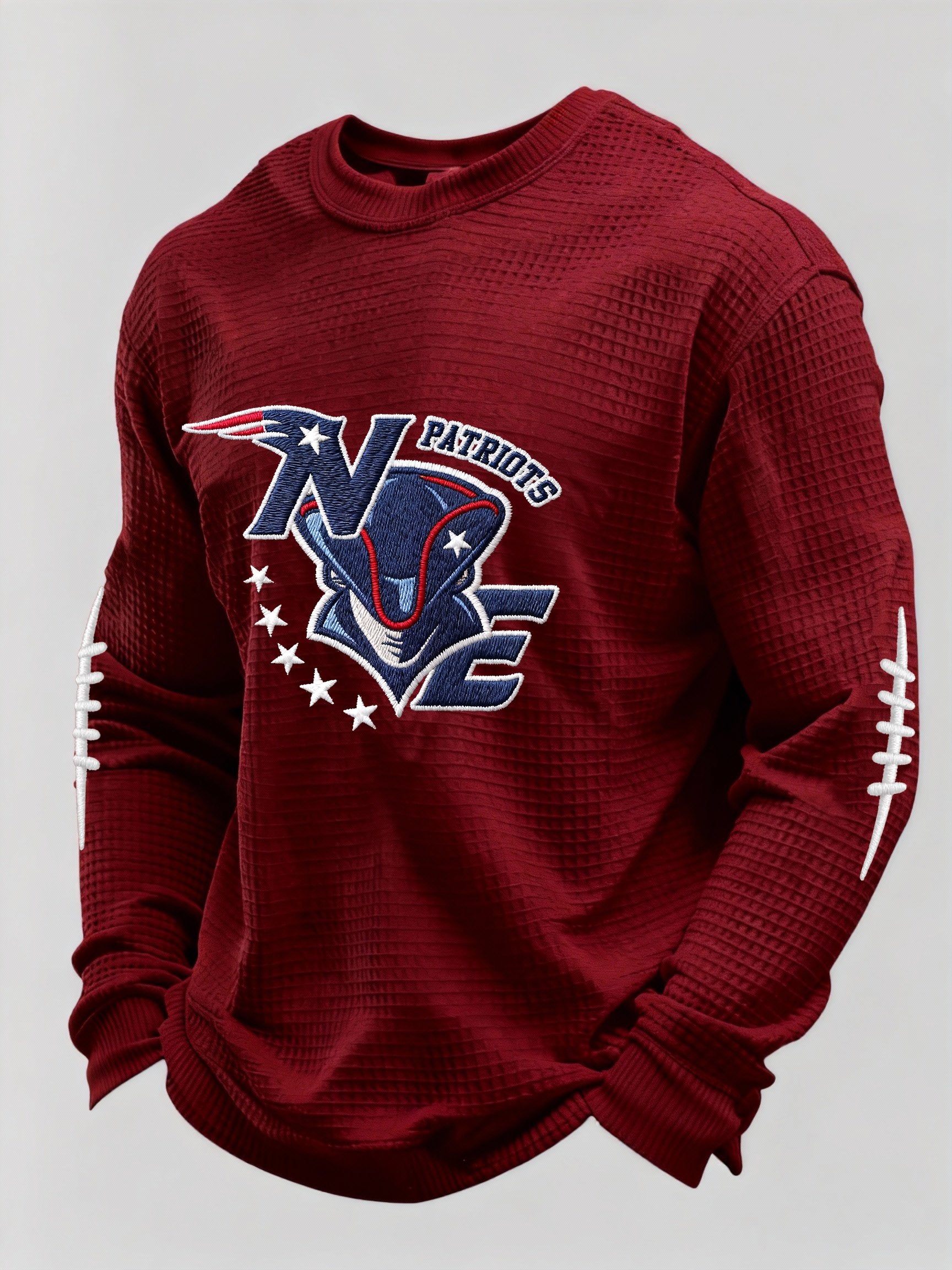 Men’s Football Graphic Waffle Knit Long Sleeve Crewneck T-Shirt