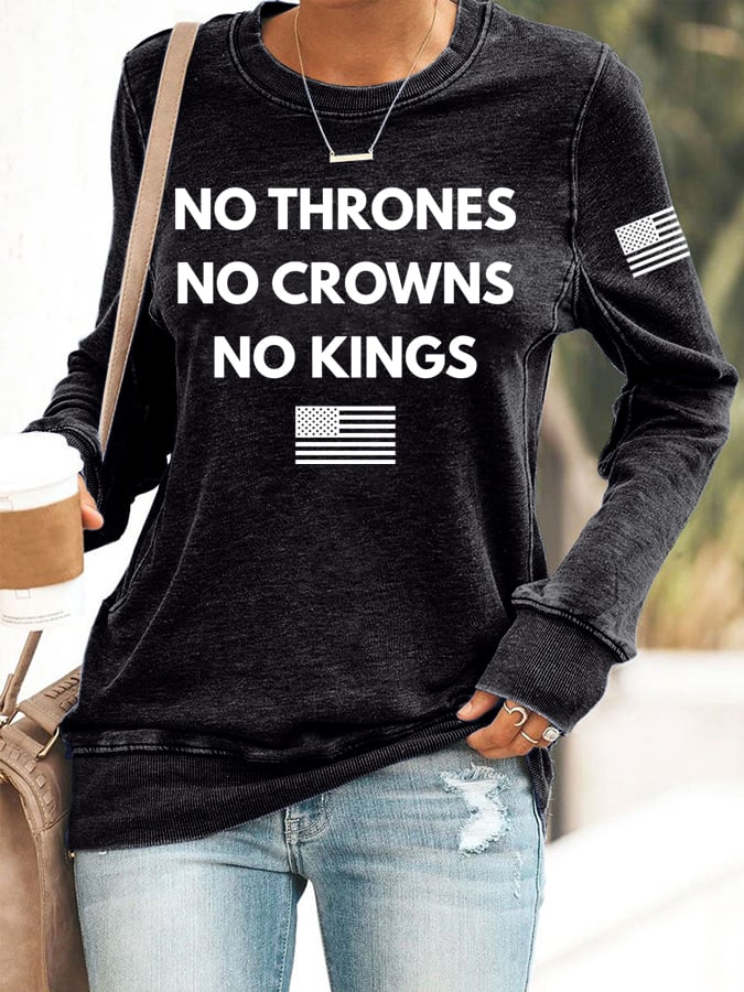 🔥Buy 3 Get 15% Off🔥Women's No Thrones No Crowns No Kings Print Round Neck Sweatshirt